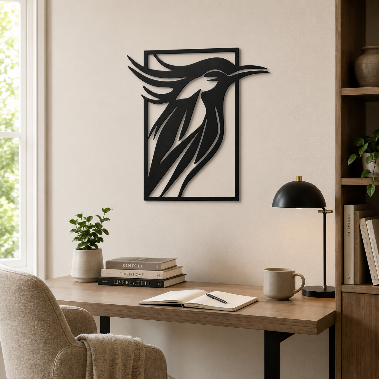 Beautiful Sparrow Frame Modern Design Metal Art Wall Decor