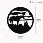 Silhouettes of Man & Horse Metal Art Wall Decor