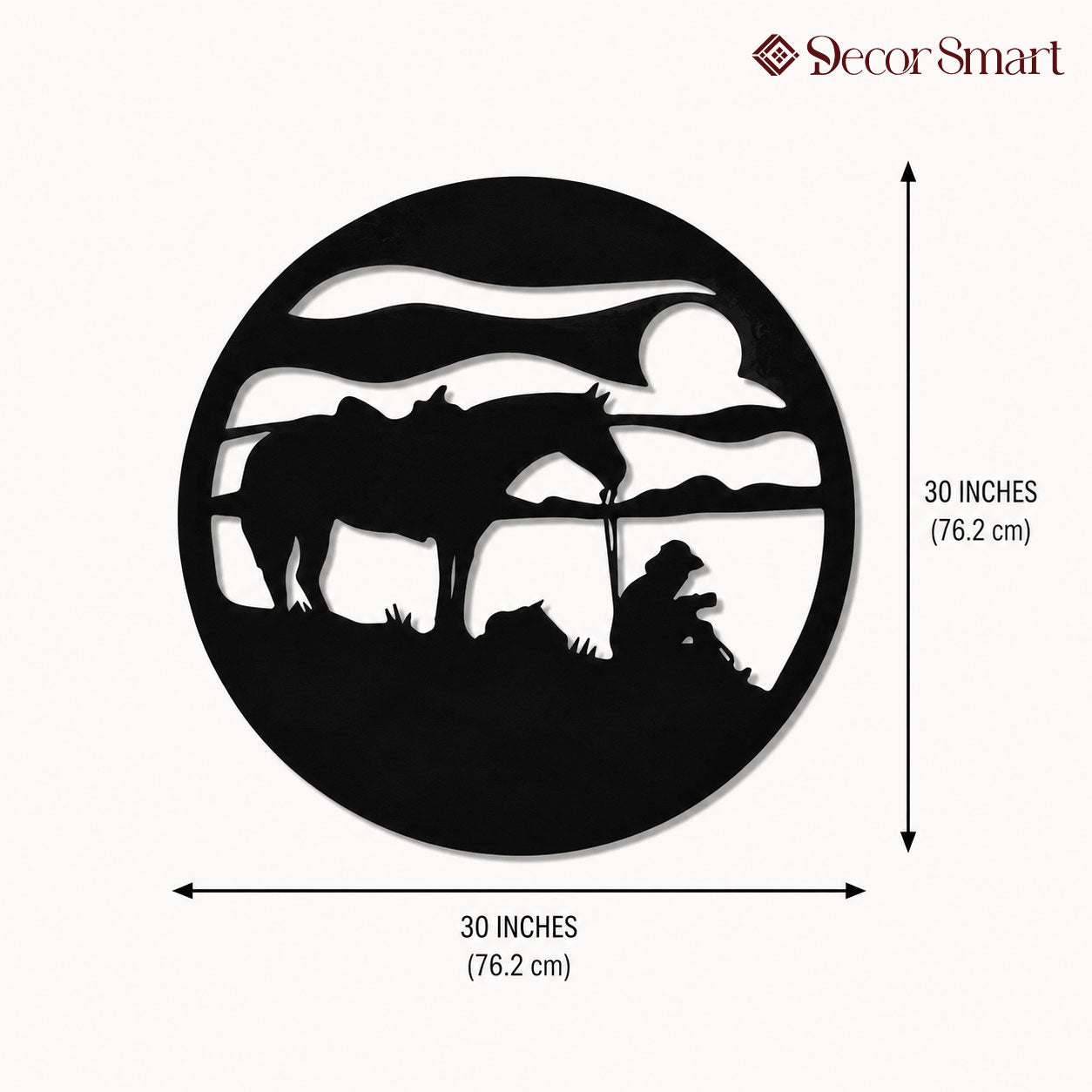 Silhouettes of Man & Horse Metal Art Wall Decor