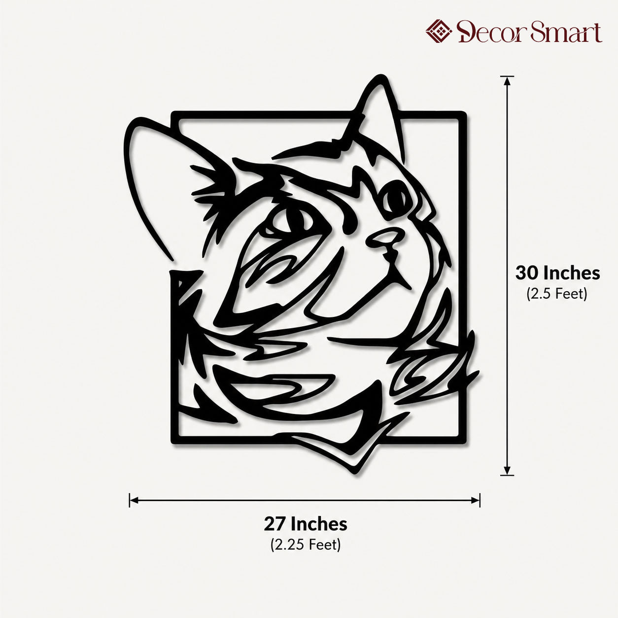 Abstract Design Cat Face Metal Art Animal Wall Decor