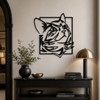 Abstract Design Cat Face Metal Art Animal Wall Decor