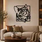 Abstract Design Cat Face Metal Art Animal Wall Decor