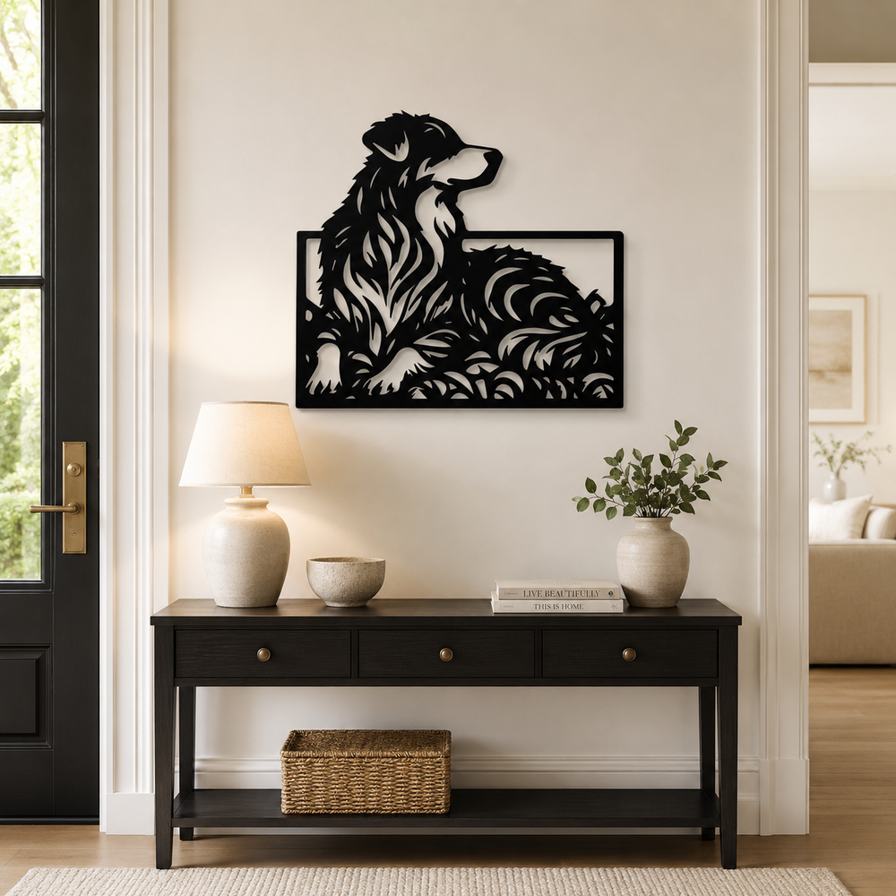 Beautiful Dog Silhouette Abstract Lines Metal Art Wall Decor