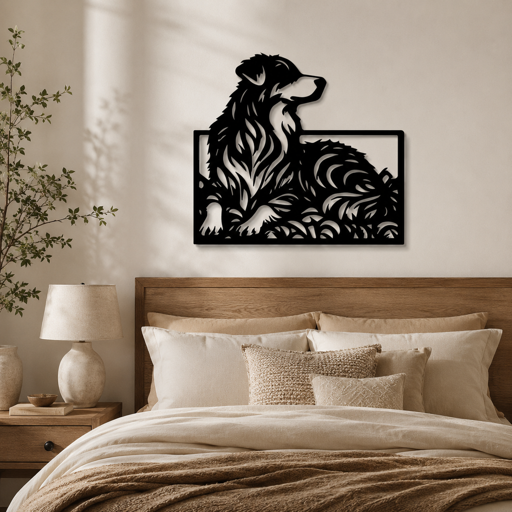 Beautiful Dog Silhouette Abstract Lines Metal Art Wall Decor