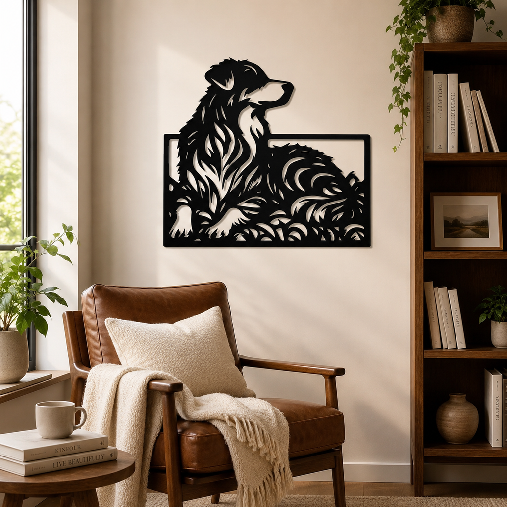 Beautiful Dog Silhouette Abstract Lines Metal Art Wall Decor