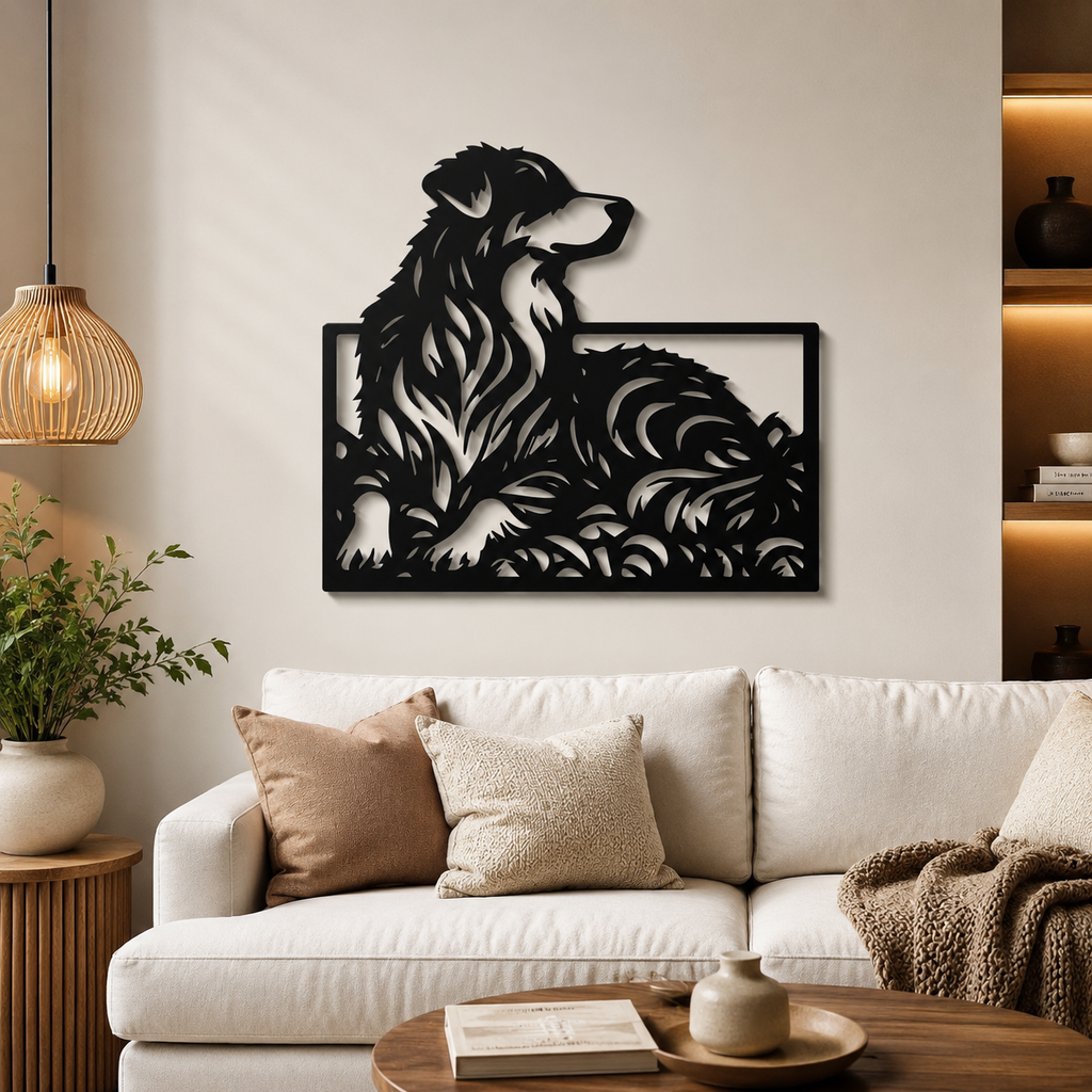 Beautiful Dog Silhouette Abstract Lines Metal Art Wall Decor