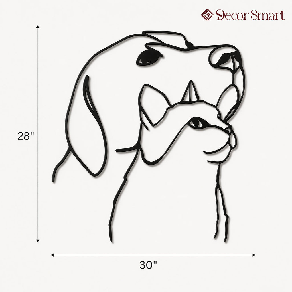 Dog & Cat Line Art Design Metal Art Wall Decor