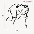 Dog & Cat Line Art Design Metal Art Wall Decor