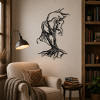 Tree Roots Design Horse Metal Art Wall Decor