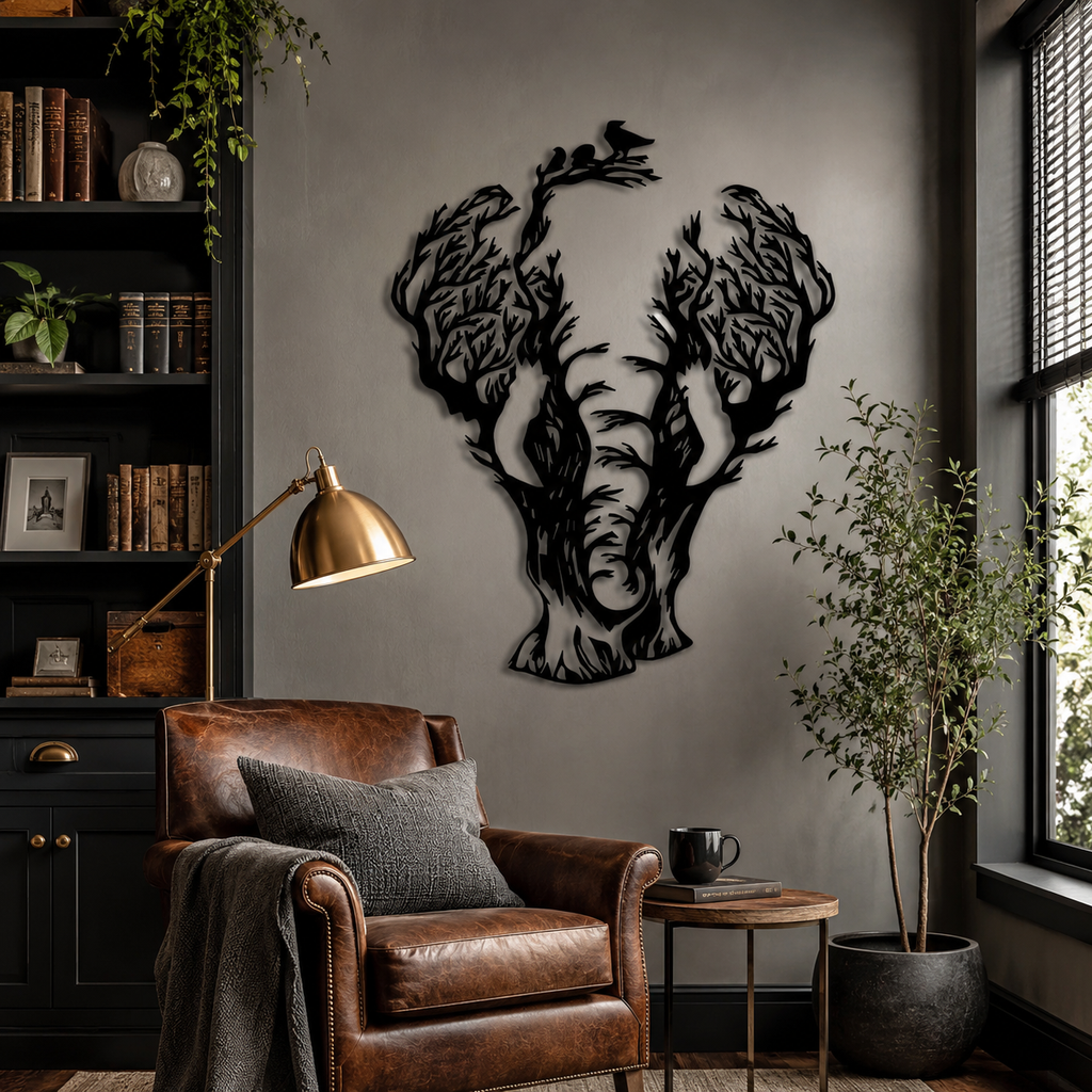 Tree Branch Elephant Design Metal Art Wall Decor