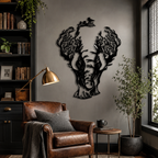 Tree Branch Elephant Design Metal Art Wall Decor