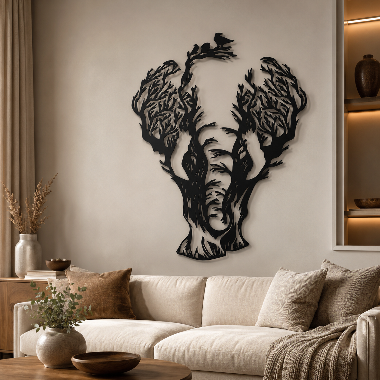 Tree Branch Elephant Design Metal Art Wall Decor