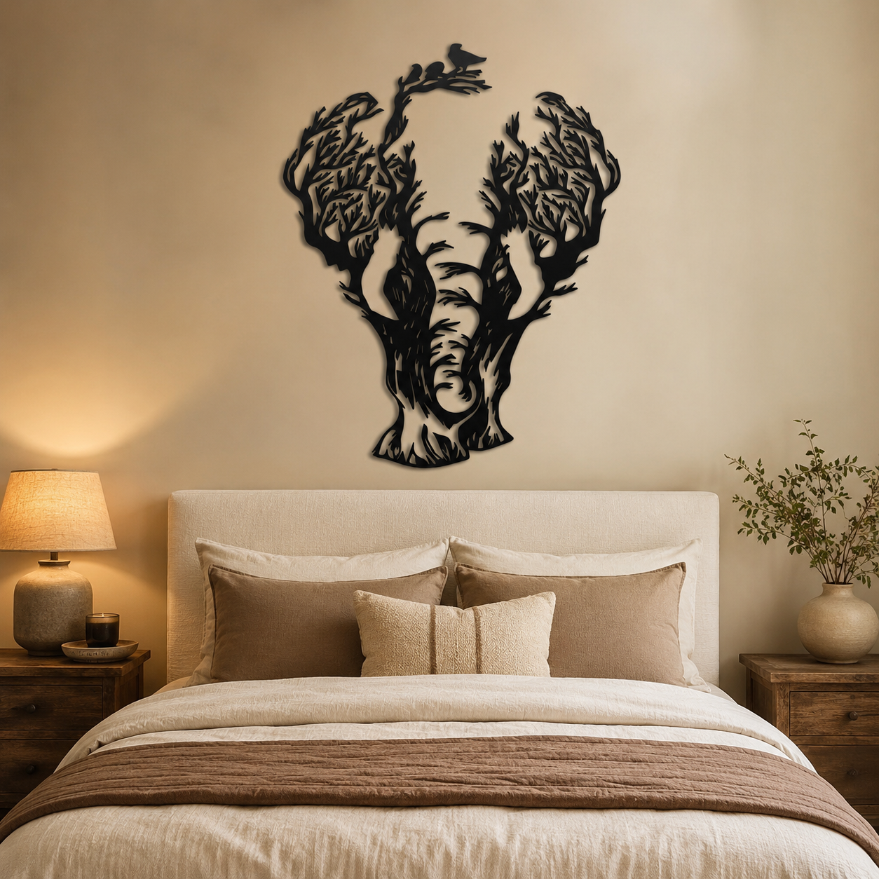 Tree Branch Elephant Design Metal Art Wall Decor