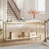 Premium Modern Faux Marble Console Table with 2 Tier Storage Shelf