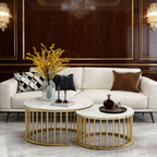 Premium Golden Caged with White Marble Table Set of 2