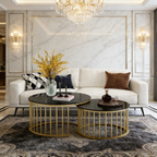 Premium Golden Caged with Black Marble Table Set of 2
