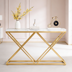Golden Criss Cross Pattern Rectangular Shaped Designer Console Table