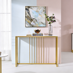 Golden Metallic Rectangular Shaped Designer Console Table