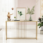 Golden Metallic Rectangular Shaped Black Marble Designer Console Table