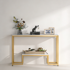 Two-Tier White Marble Gold Console Table