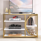 Five-Tier White Marble Black Console Table