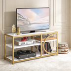 Five-Tier White Marble Black Console Table