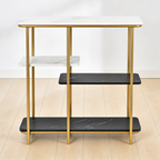 Two Different Colored Surfaces Four-Tier White & Black Marble Gold Console Table