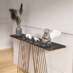 Designer Faux Black Marble V Shape Console Table