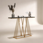 Designer Faux Black Marble V Shape Console Table
