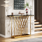 D-End Black Marble Gold Designer Base Console Table