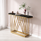 D-End Black Marble Gold Designer Base Console Table