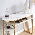 D-End 5 Tier White Marble Golden Console Table