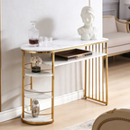 D-End 5 Tier White Marble Golden Console Table