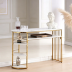 D-End 5 Tier White Marble Golden Console Table