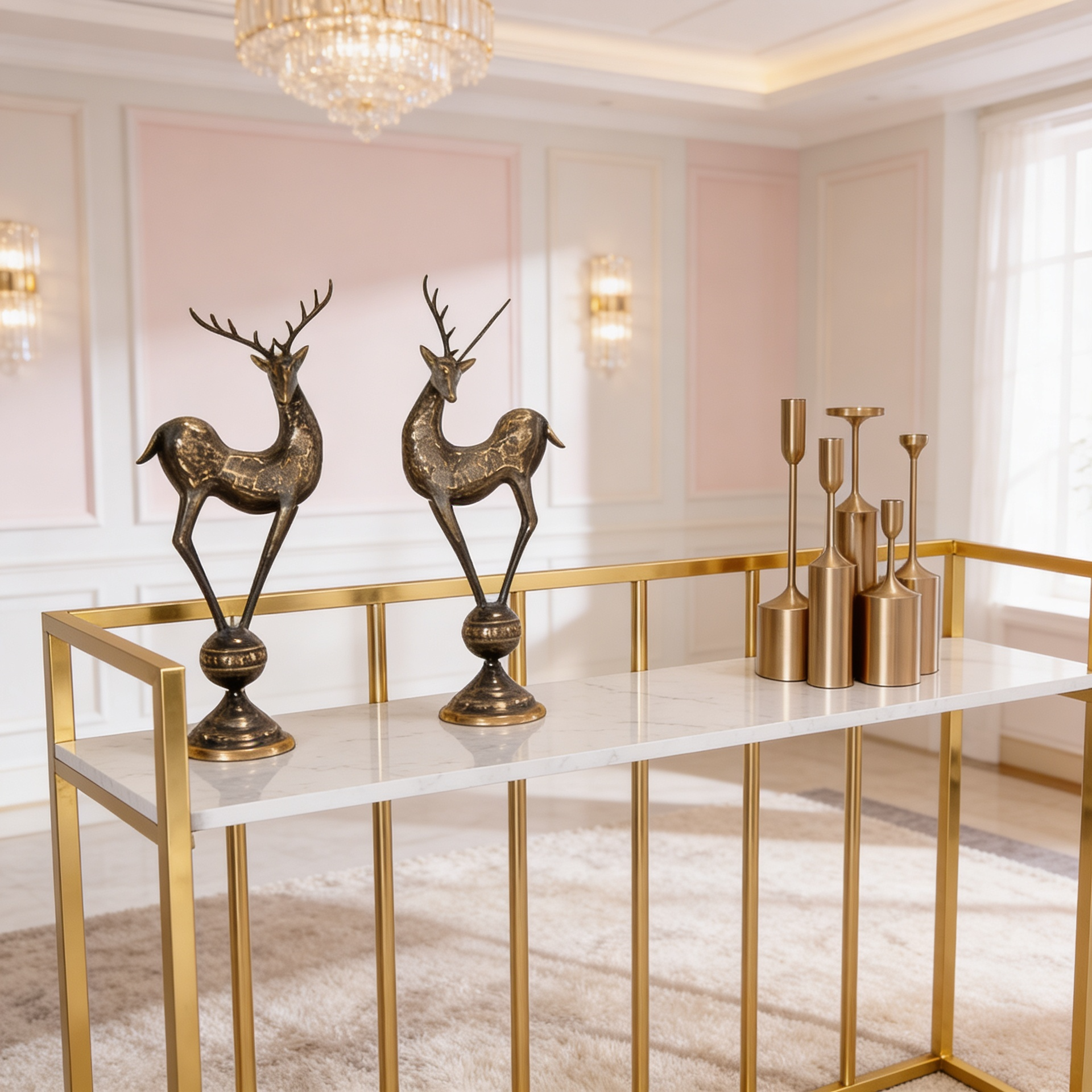 Hallway Rectangular White Marble Console Table