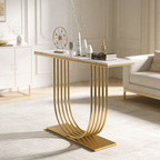 Designer Gold Metal Console Table Featuring U-Shaped Geometric Base