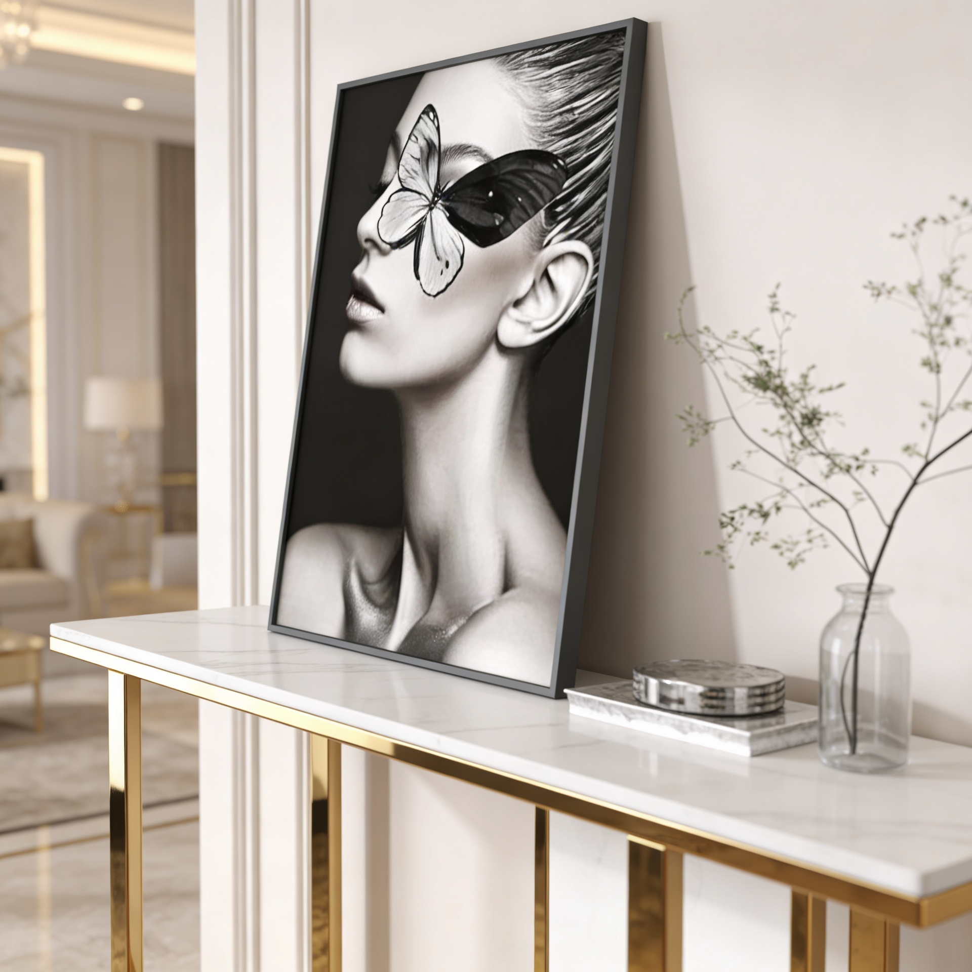Modern Opulence White Marble Gold Console Table