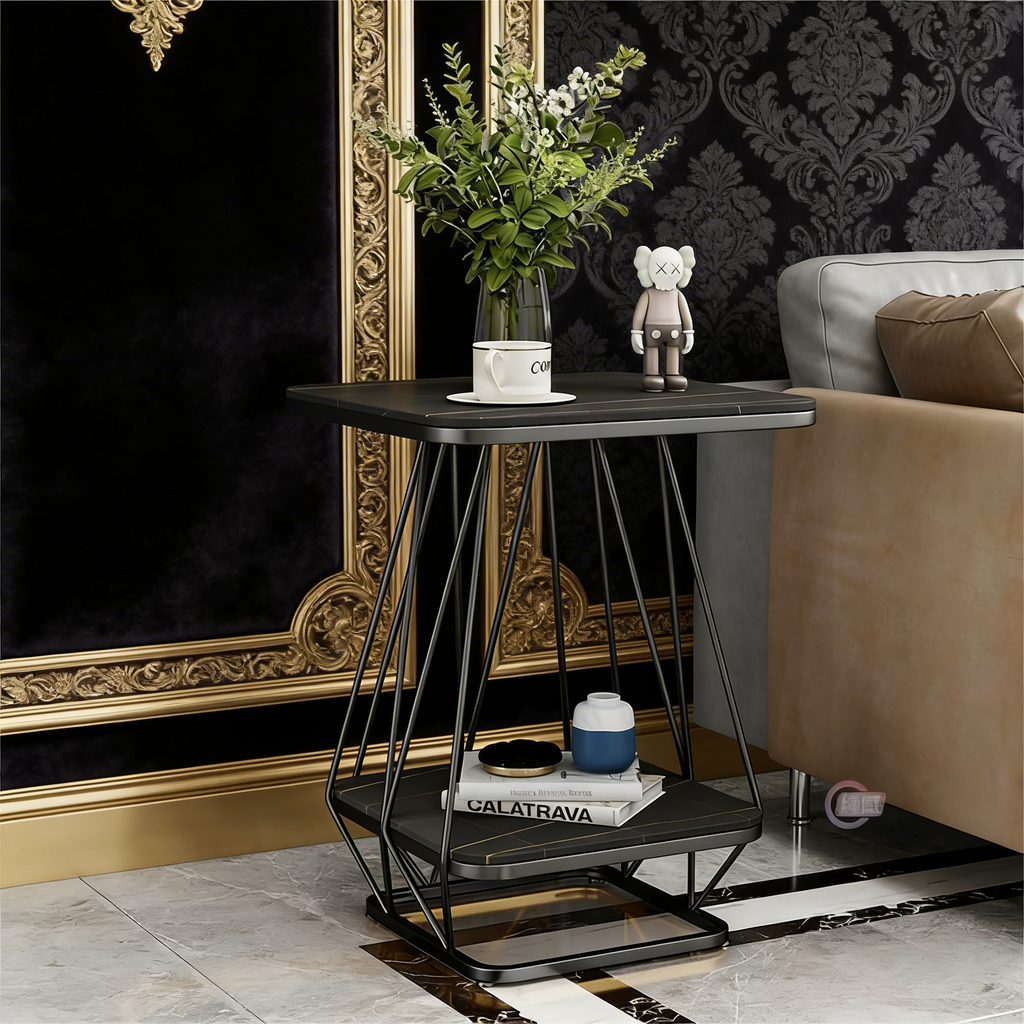 Modern Square Shaped Creative Artistic Black Metal Finish