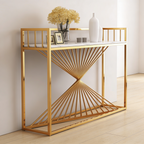 Nordic Premium Golden Artistic Metal Finish Console Table