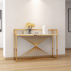 Nordic Premium Golden Artistic Metal Finish Console Table
