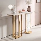 Modern White Marble Console Table with Dual-Leg Gold Design