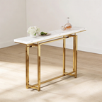 Premium Golden Finish Console Table with Faux Marble Surface
