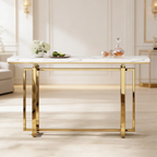 Premium Golden Finish Console Table with Faux Marble Surface