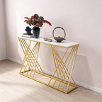 Luxury Golden Metal Finish Console Table with Criss-Cross Base