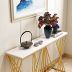 Luxury Golden Metal Finish Console Table with Criss-Cross Base