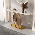 Artistic Console Table with White Marble Top and Leaf Inspired Base