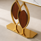 Artistic Console Table with White Marble Top and Leaf Inspired Base