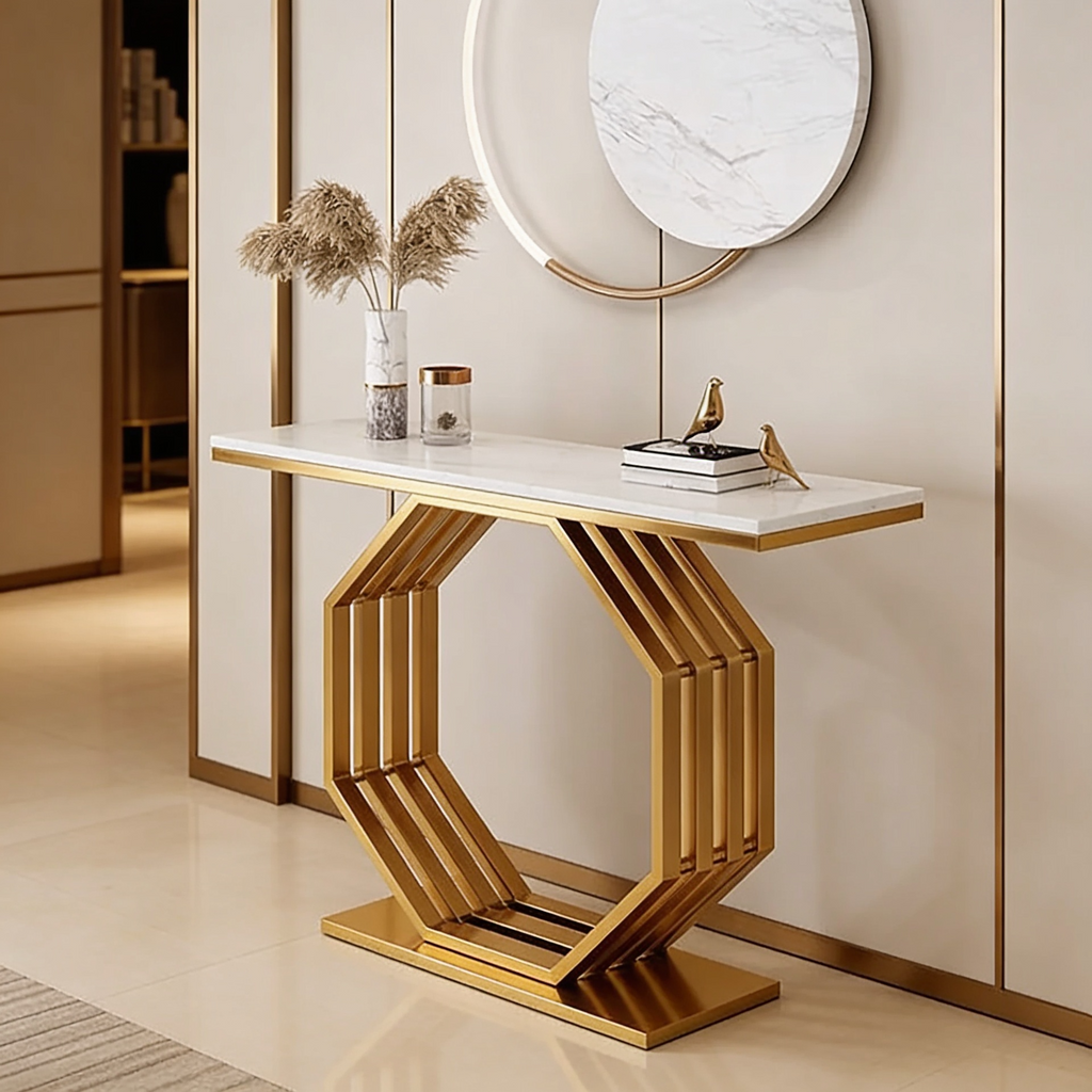 Contemporary Console Table with Bold Geometric Design