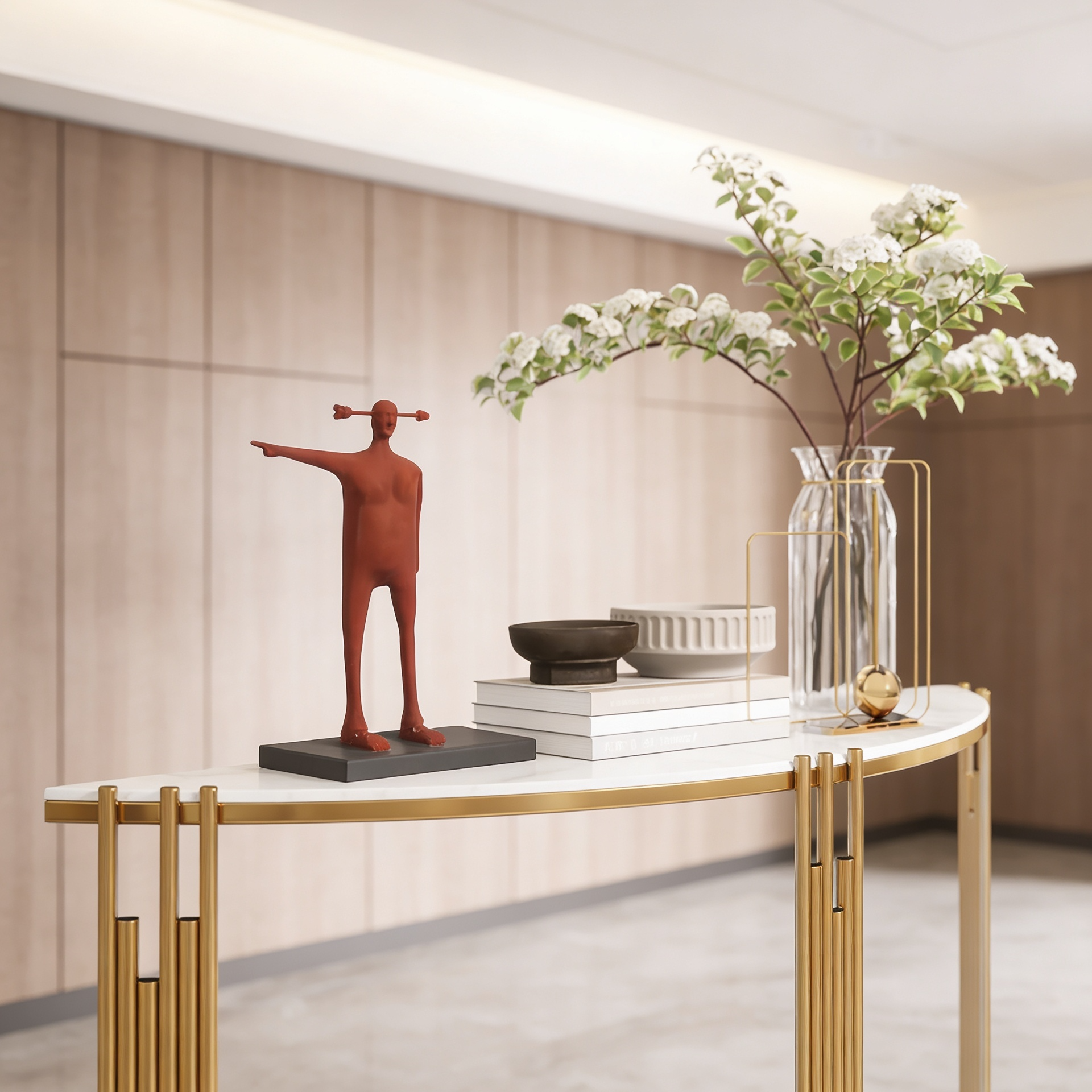 Minimalist Arc Console Table with Dual Shelf Design