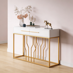 Glossy White Top Console with Modern Gold Detailing